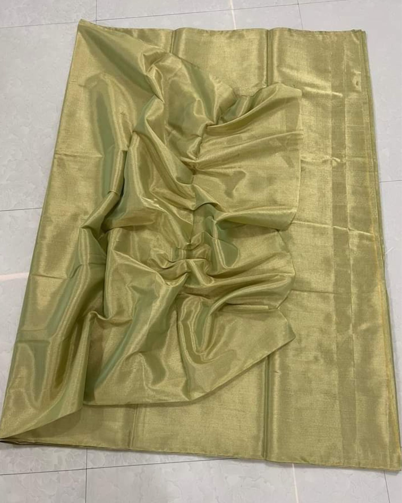 Maheshwari Tissue Silk Saree Pale Khaki Brown Color with running blouse-8324