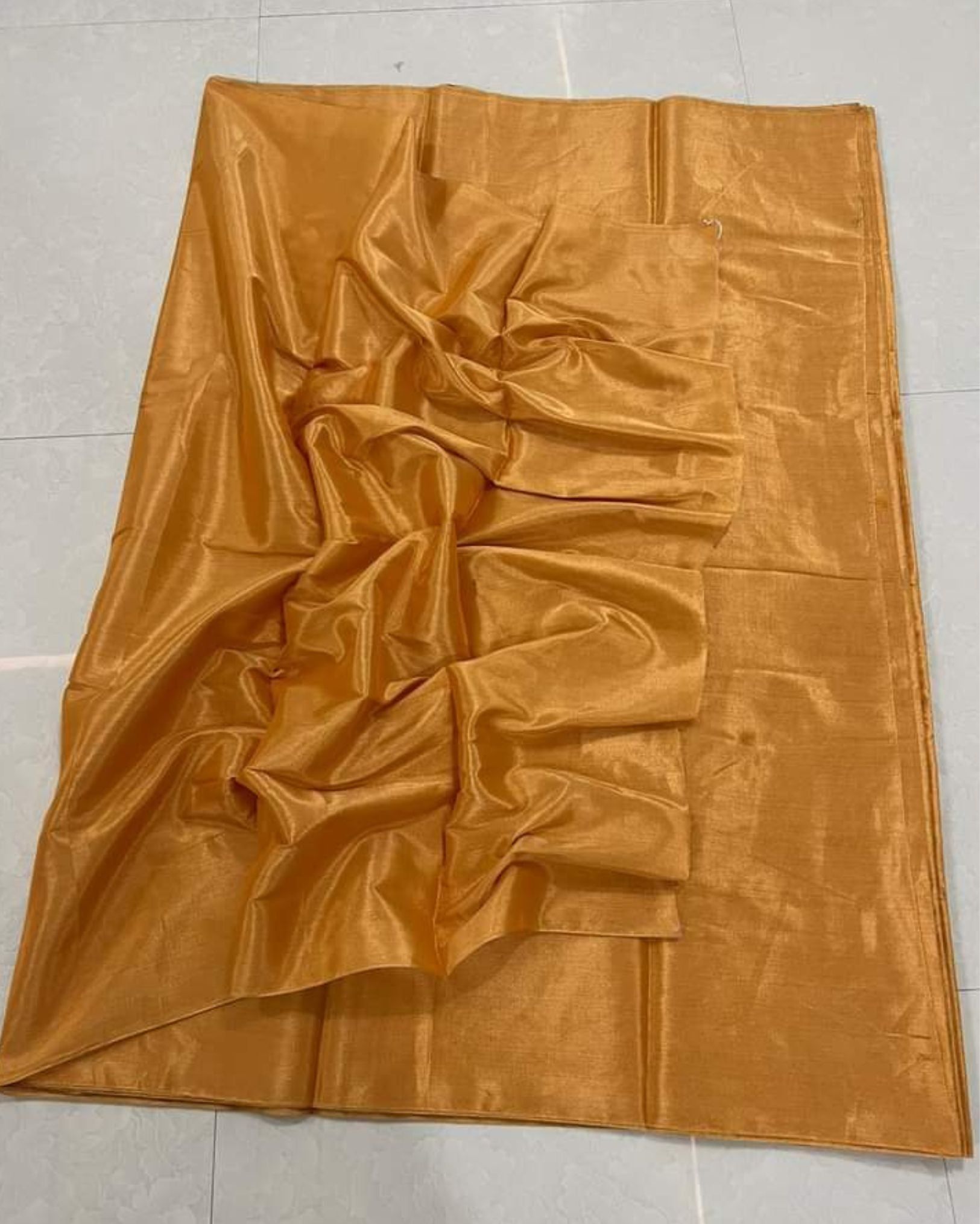 Maheshwari Tissue Silk Saree Golden Beige Color with running blouse-5562