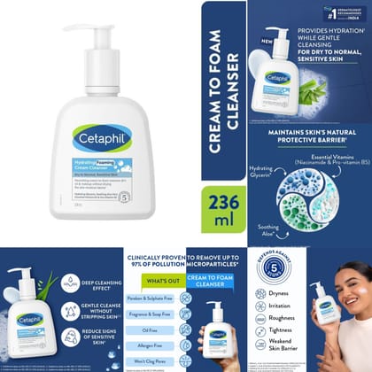 Cetaphil Hydrating Foaming Cream Cleanser for All skin types with Niacinamide and Aloevera (236ml) Cetaphil Hydrating Foaming Cream Cleanser for All skin types with Niacinamide and Aloevera (236ml)