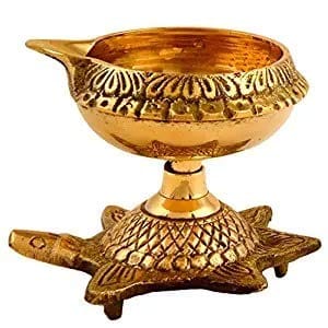CMH Handmade Indian Design Turtle Kuber Diya Lamp (Gold_2 Inch X 2 Inch X 2.75 Inch) (Pack of 1