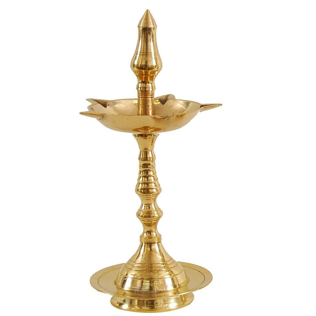Samy Collectables Regional Brass Diya Stand, Golden, 8 Inches