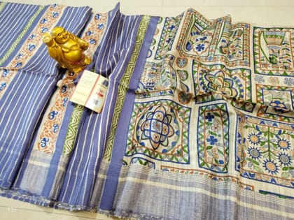 Silkmark Certified Tussar Silk Handloom Handblock Printed Purple Saree with Blouse-1916 Silkmark Certified Tussar Silk Handloom Handblock Printed Purple Saree with Blouse-1916