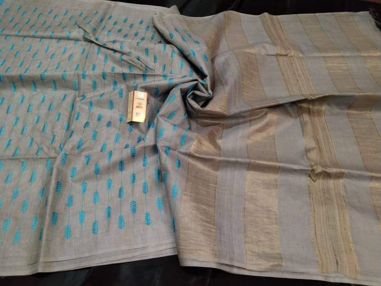 Silkmark Certified Eri Silk Embroidered Biege Saree with Blouse-9944