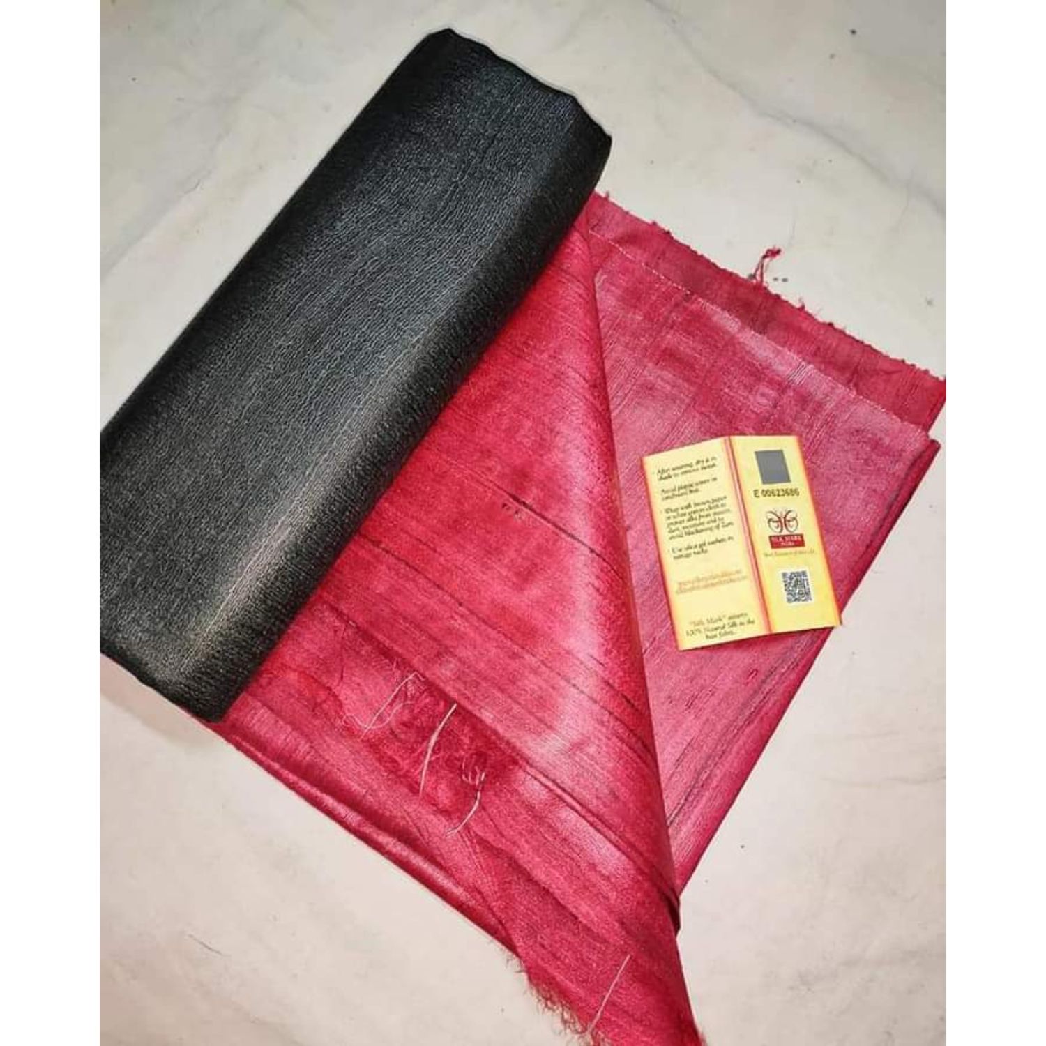 Silkmark Certified Gichcha Tussar Handloom Hand Dyed Red Saree with Contrast Blouse-8206