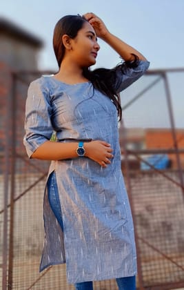 Pure Cotton Ikkat Dress Wild Grey Colour (Size XXS(32) to Plus Size(56))-9720 Pure Cotton Ikkat Dress Wild Grey Colour (Size XXS(32) to Plus Size(56))-9720