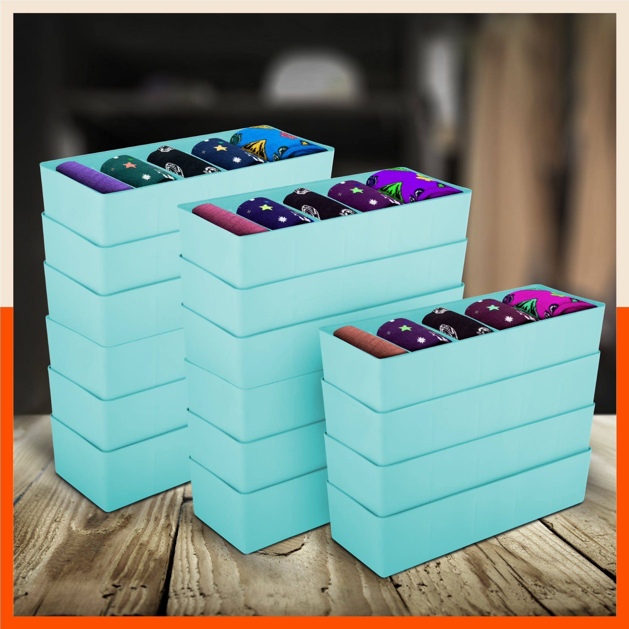 Stomo Dori Multi-Purpose Stackable Drawer Organizer For Home | Jade - Set of 16
