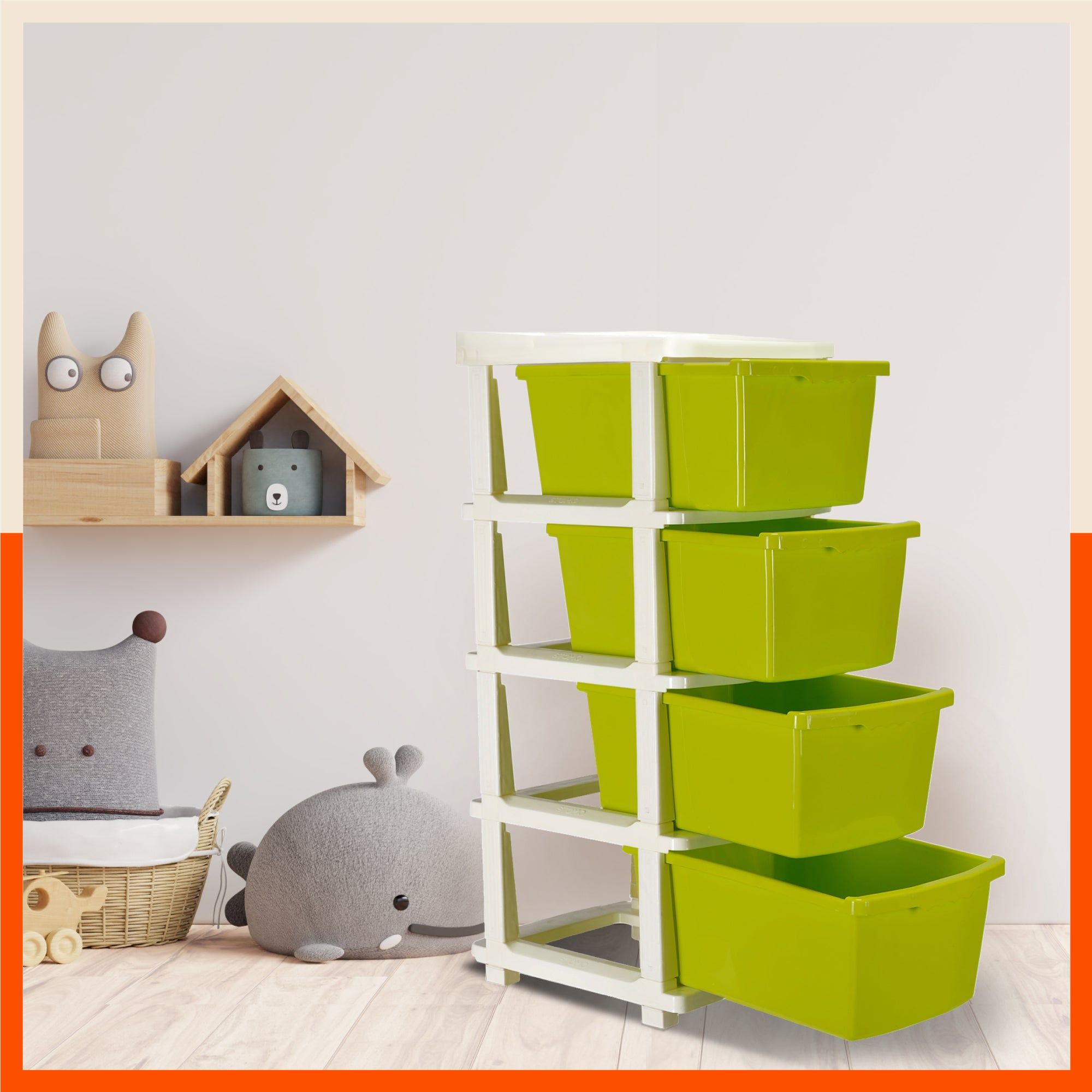Stomo 4 Drawer Multi-Purpose Storage Organizer for Home and Office (Green)