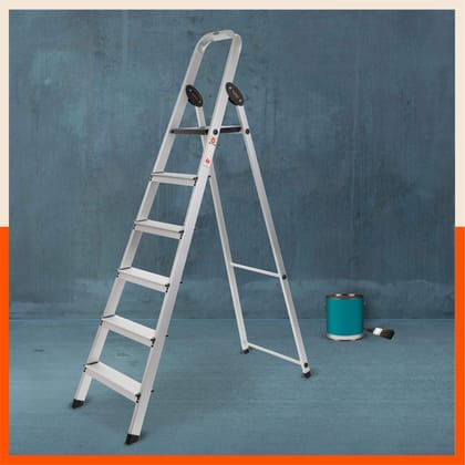 Bathla Advance Carbon - 6 Step Foldable Aluminium Ladder For Home (Black)
