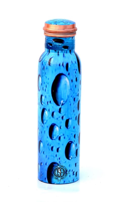 Copper Bottles for Printed with Art Work, Travelling Purpose Bottles, Yoga Ayurveda Healing, 950 ML (Design SM 7)