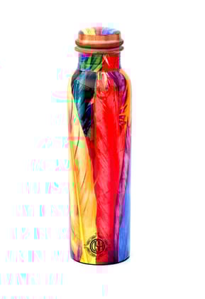 Copper Bottles for Printed with Art Work, Travelling Purpose Bottles, Yoga Ayurveda Healing, 950 ML (Design SM 12)