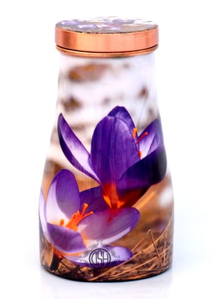 Copper Bedroom Bottle Printed Jug with Inbuilt Glass, Bedside Jar Pot, Designer Print, (950 ML)