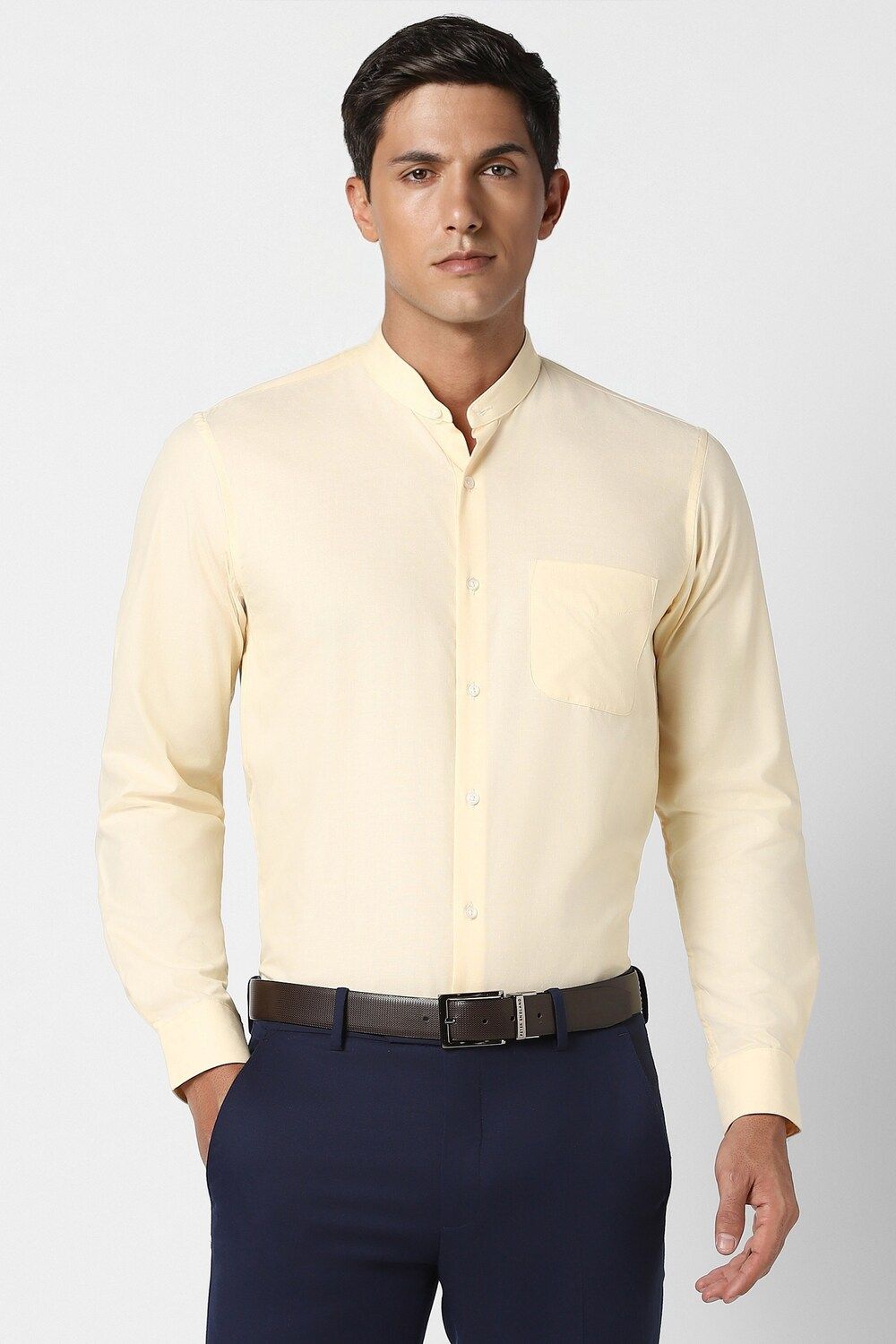 Men Beige Slim Fit Formal Full Sleeves Formal Shirt