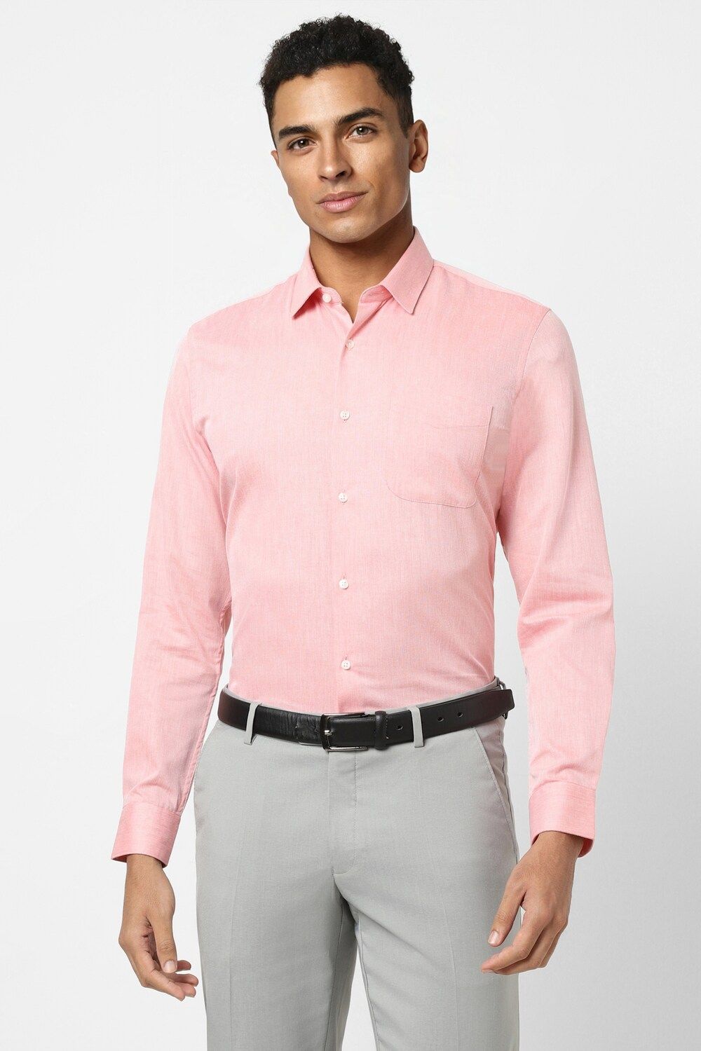 Men Pink Slim Fit Formal Full Sleeves Formal Shirt