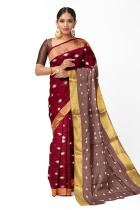 Red Cotton Handmade Bandhani Saree Red Cotton Handmade Bandhani Saree