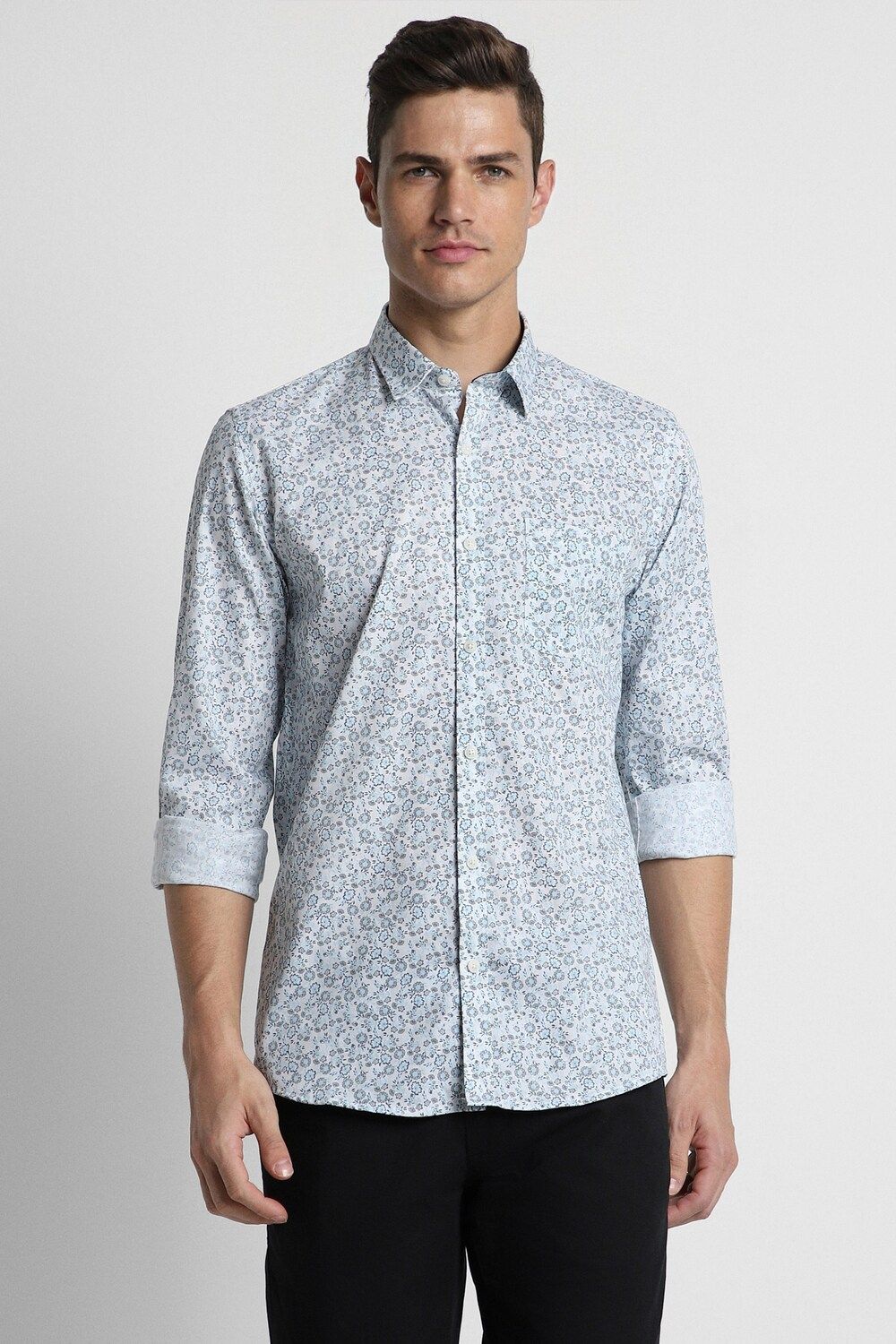 Men Blue Slim Fit Print Full Sleeves Casual Shirt