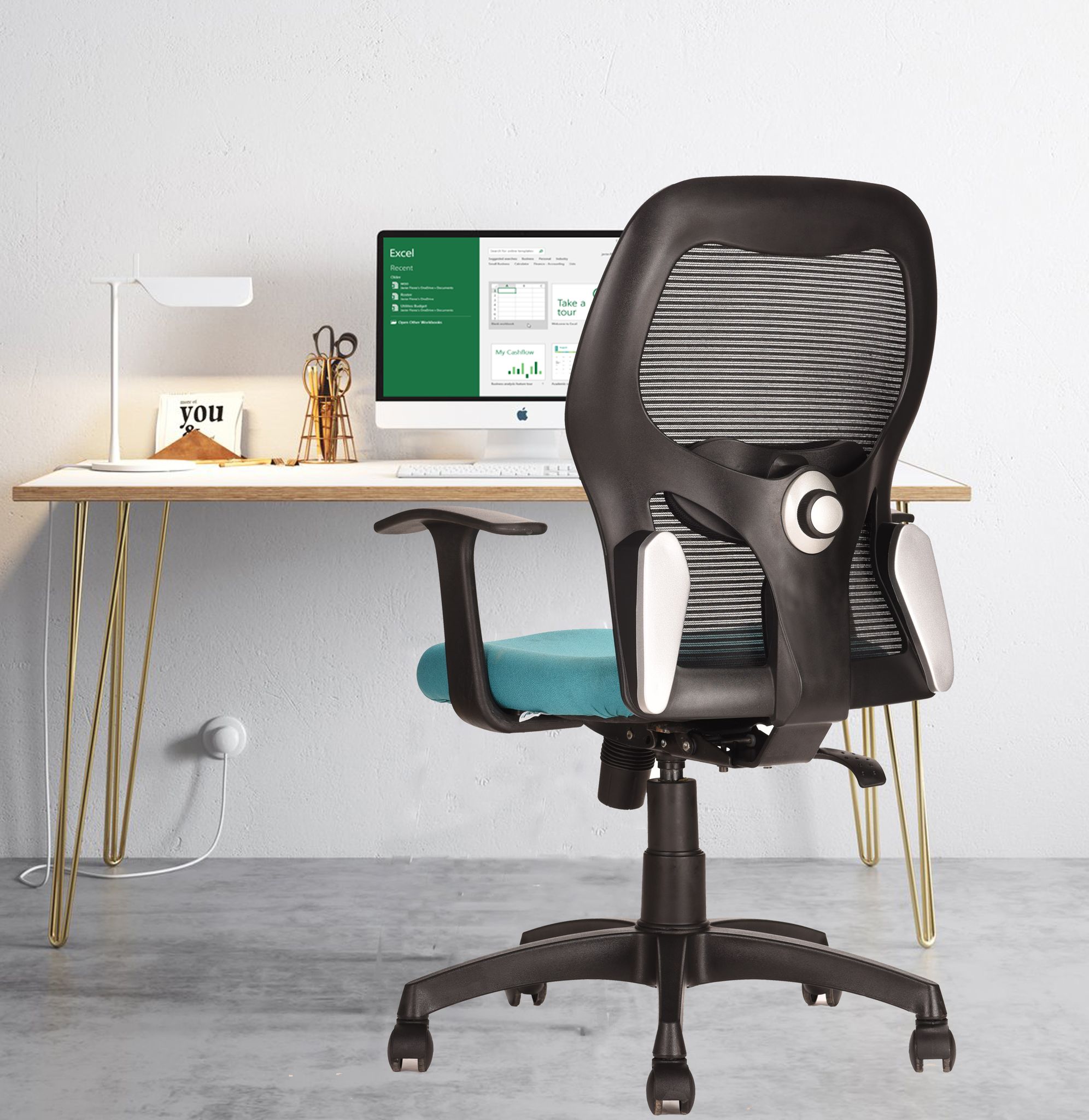 TEAL® Cosmos MB Mid Back Ergonomic Office Chair with Advanced Synchro Tilt Mechanism, Comfort Seat and Mesh Back, Adjustable Height, Lumbar Support and Heavy Duty Nylon Base (Teal)
