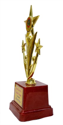 Three-Star King Trophy Golden Color Metal Brass Base Plastic