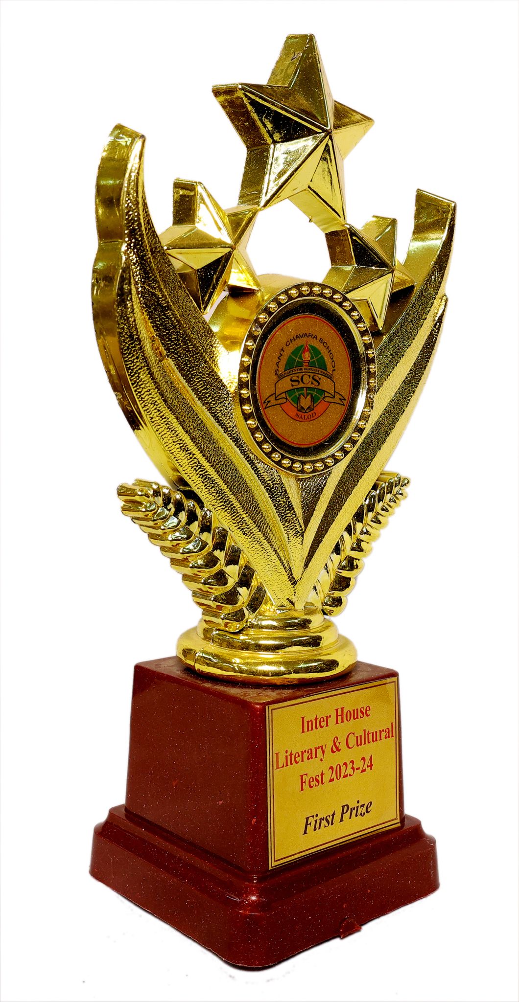 Star Winner King Trophy Golden Color Metal Brass Base Plastic