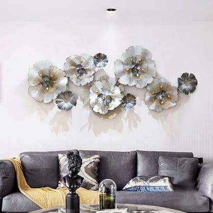 HMY HANDICRAFTS Metal Flower 3D Design Blossoming Flower Wall Decor Perfect for Living Room/Hotel/Restaurant/Bedroom (Multcolor, 52 X 24 INCH) HMY HANDICRAFTS Metal Flower 3D Design Blossoming Flower Wall Decor Perfect for Living Room/Hotel/Restaurant/Bedroom (Multcolor, 52 X 24 INCH)