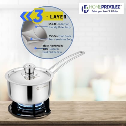 Stainless Steel Triply Saucepan with SS Lid (Copy) (Copy)