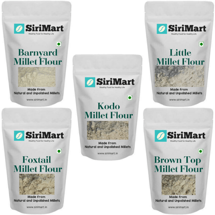 Siridhanya Unpolished millets Flour 1kg Each | 100% more fiber than polished Millets flour, wheat Flour, rice flour and other flours