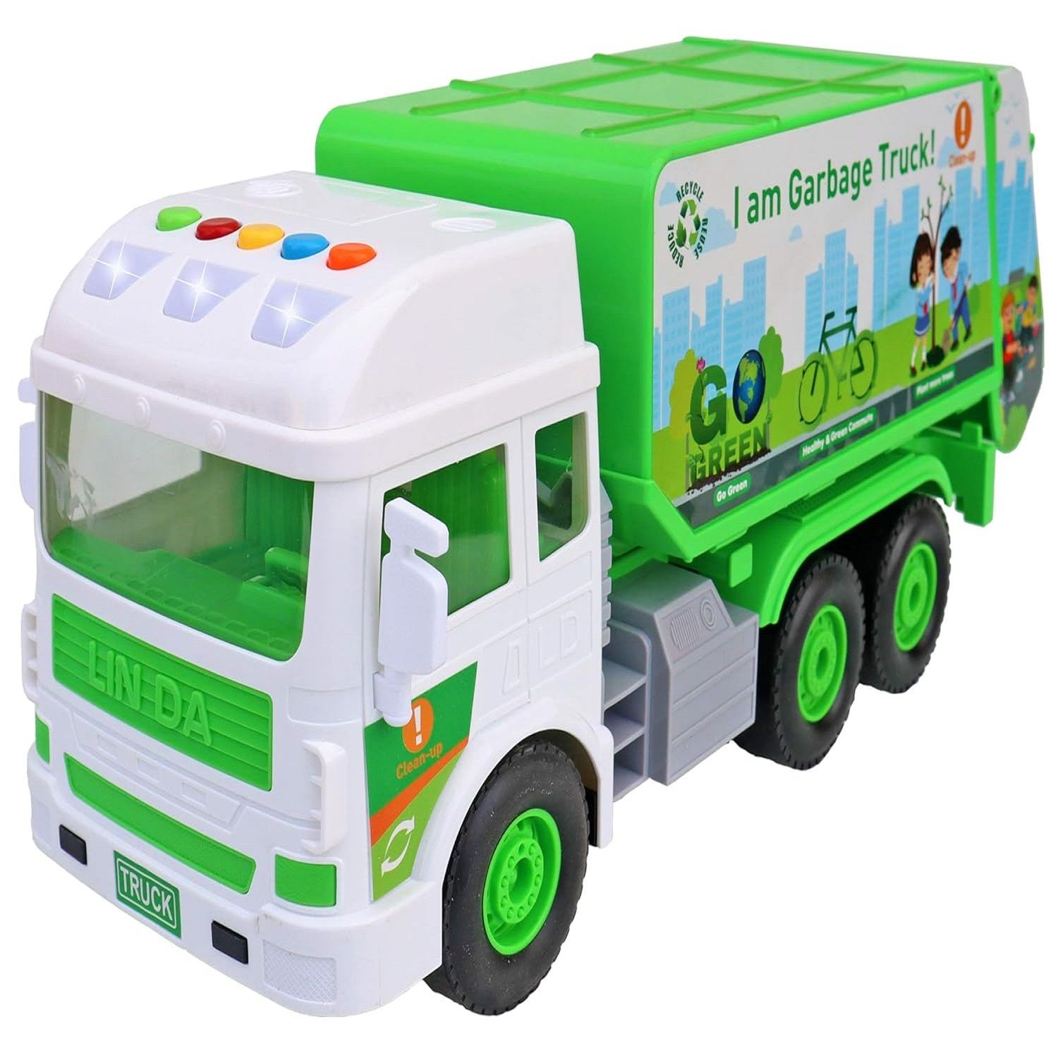 KTRS ENTERPRISE Garbage Truck Toys Pretend Play Toys for Girls Boys Children Toddlers Friction Power Toy Truck Vehicles Safe Non-Toxic Development Light and Sound