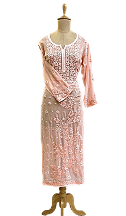 Lakhnavi Handcrafted Georgette Chikankari Kurti