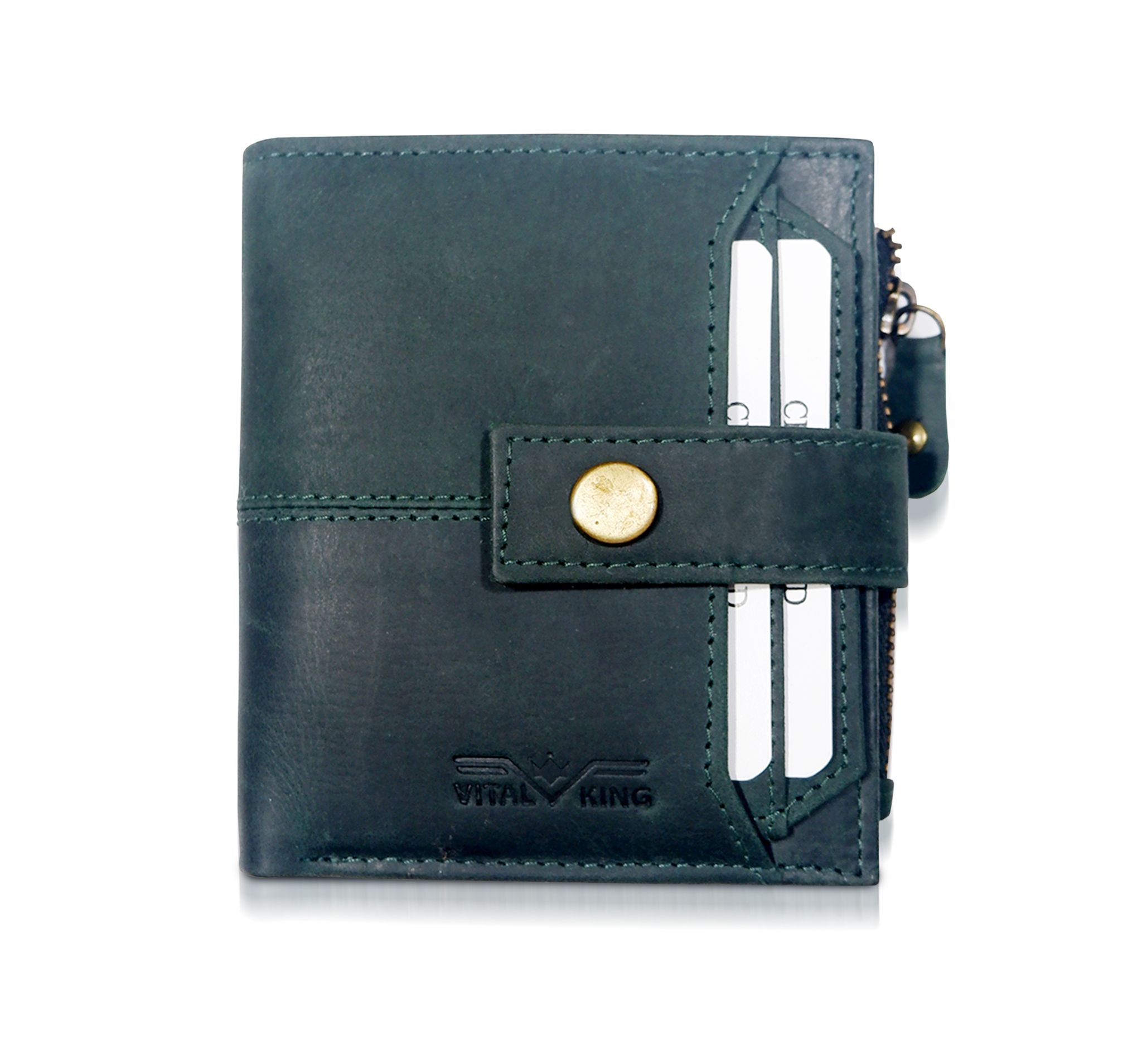 Vital King Men Travel Blue Genuine Leather RFID Wallet (11 Card Slots)