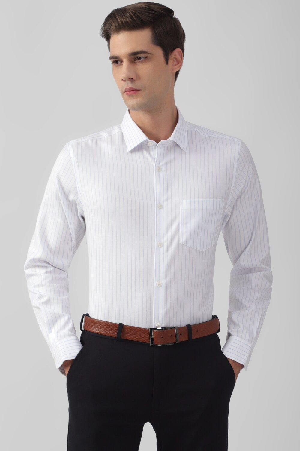Men White Slim Fit Formal Full Sleeves Formal Shirt