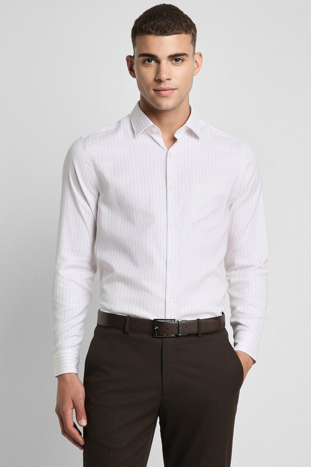 Men Pink Slim Fit Formal Full Sleeves Formal Shirt
