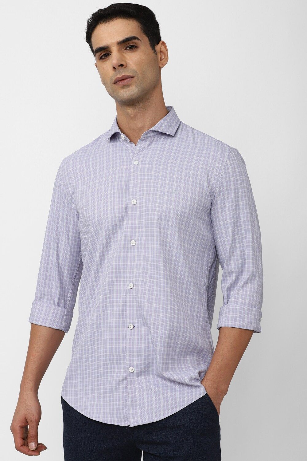 Men Grey Super Slim Fit Formal Full Sleeves Formal Shirt