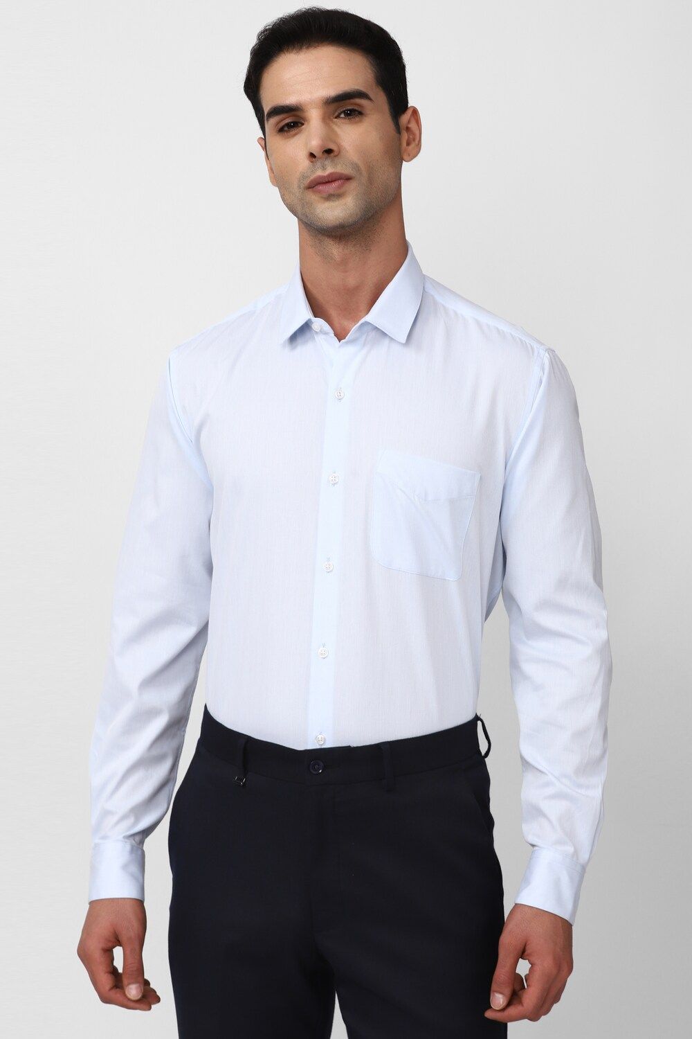 Men Blue Regular Fit Formal Full Sleeves Formal Shirt