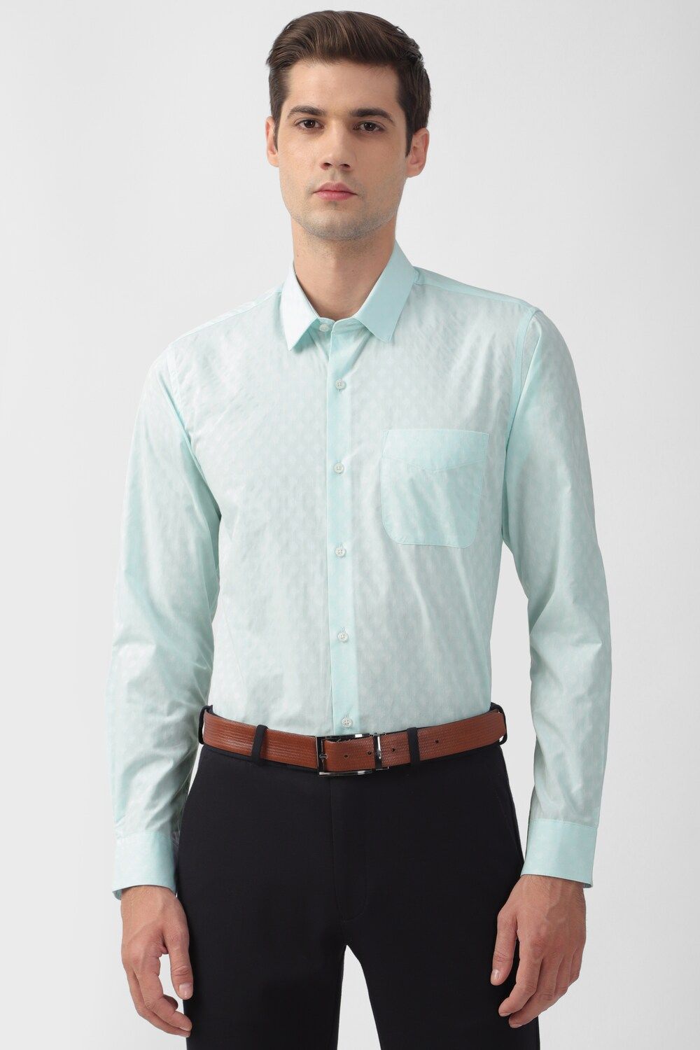 Men Blue Slim Fit Formal Full Sleeves Formal Shirt
