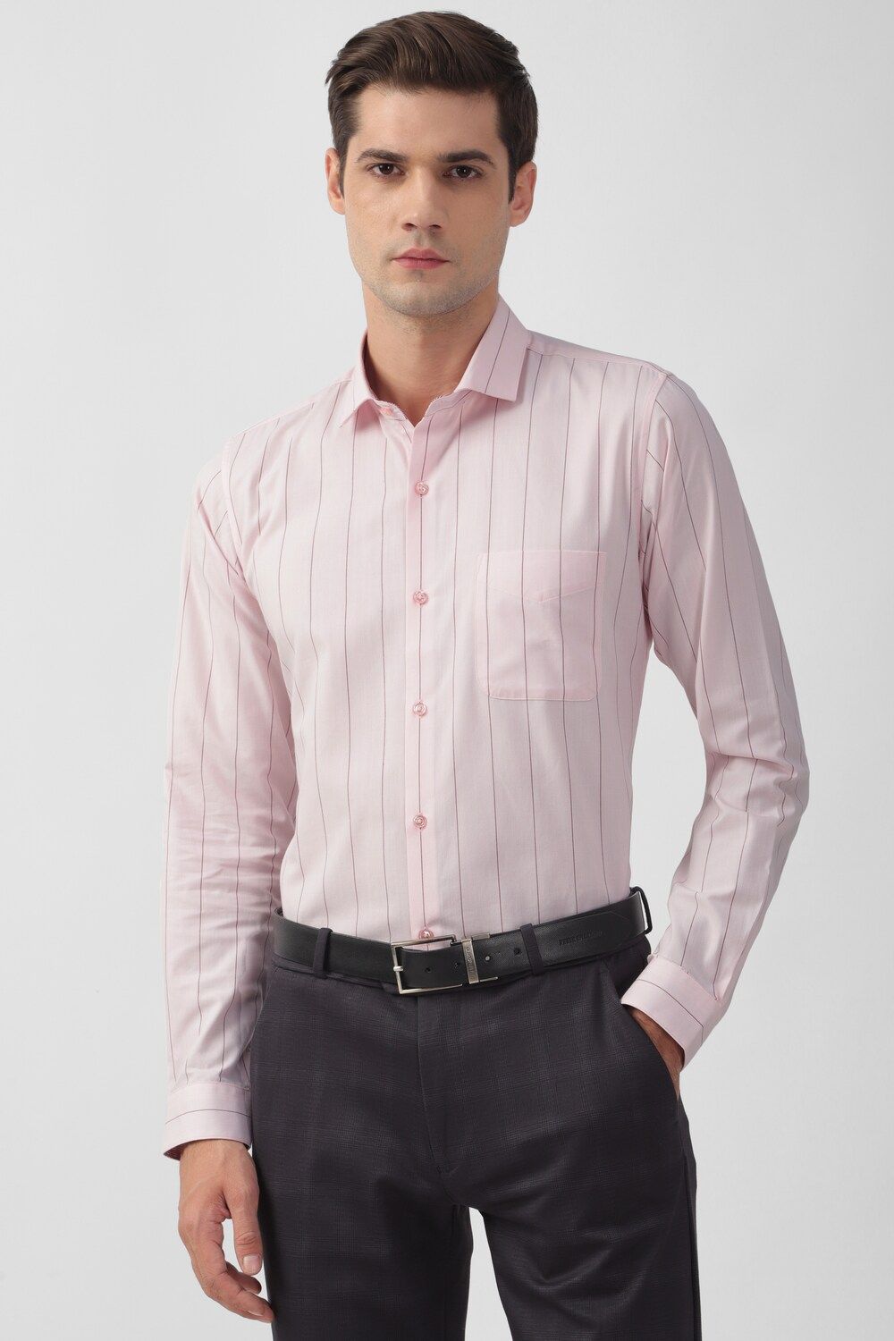 Men Pink Slim Fit Formal Full Sleeves Formal Shirt