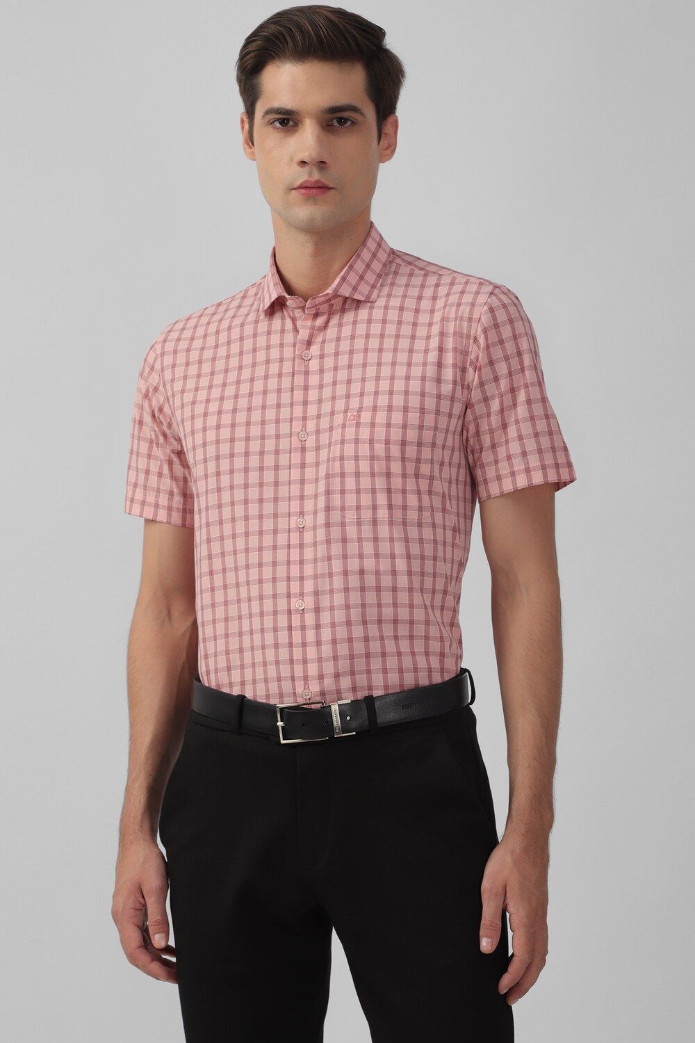 Men Pink Slim Fit Formal Half Sleeves Formal Shirt