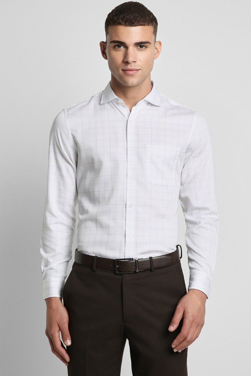 Men White Slim Fit Formal Full Sleeves Formal Shirt