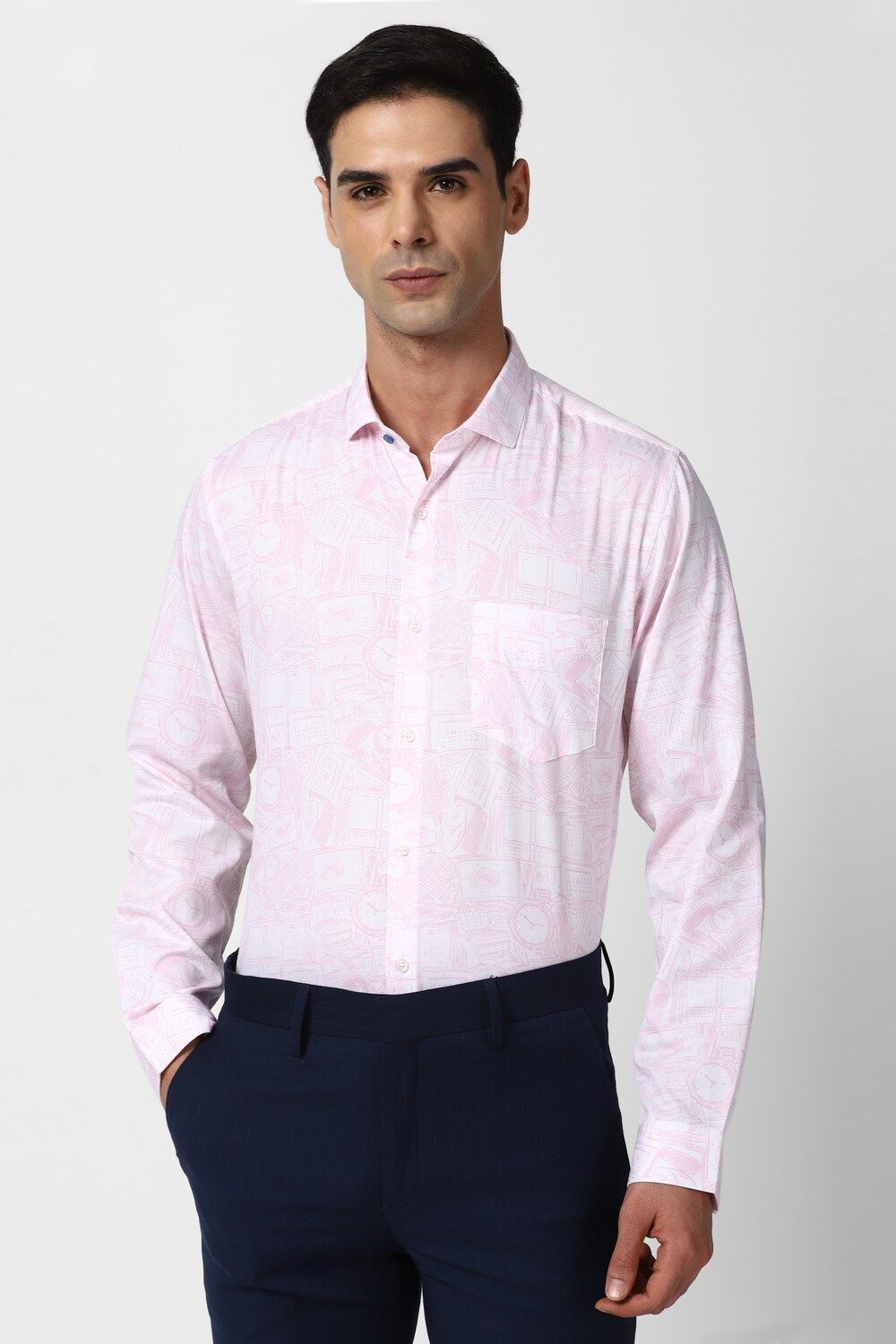 Men Pink Slim Fit Formal Full Sleeves Formal Shirt