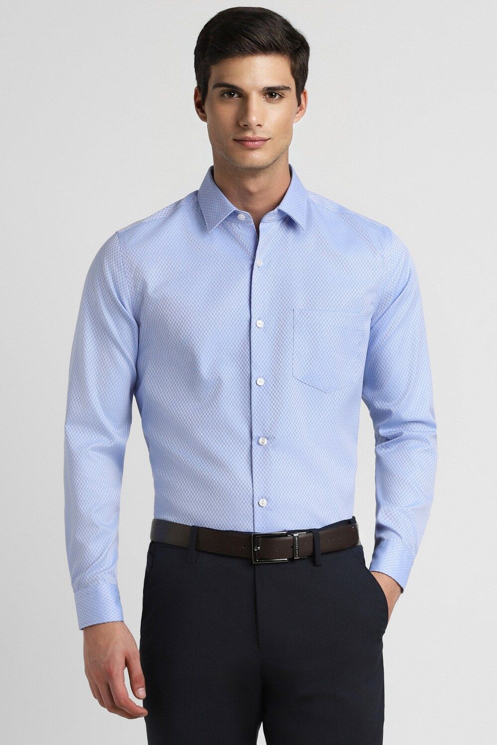 Men Blue Slim Fit Formal Full Sleeves Formal Shirt