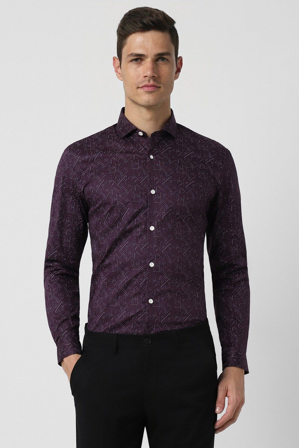 Men Purple Super Slim Fit Formal Full Sleeves Formal Shirt
