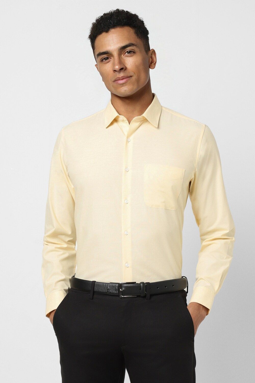 Men Yellow Slim Fit Formal Full Sleeves Formal Shirt