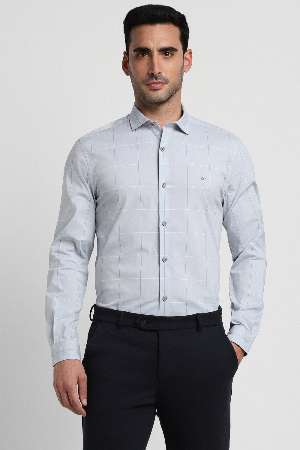 Men Grey Super Slim Fit Formal Full Sleeves Formal Shirt