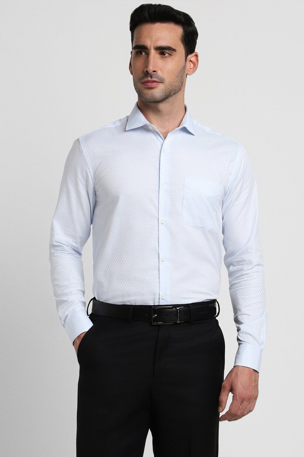 Men Blue Regular Fit Formal Full Sleeves Formal Shirt