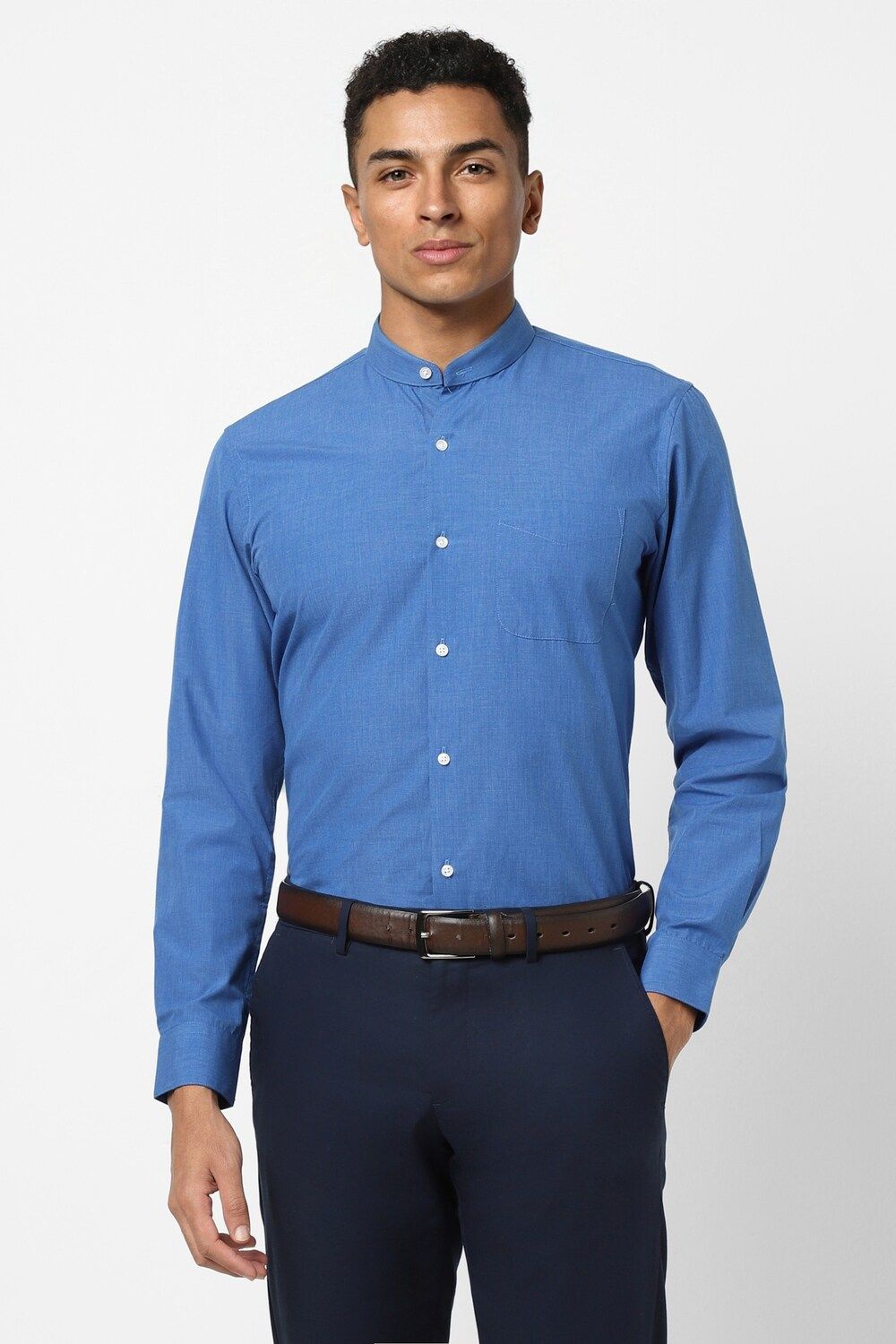 Men Blue Slim Fit Formal Full Sleeves Formal Shirt