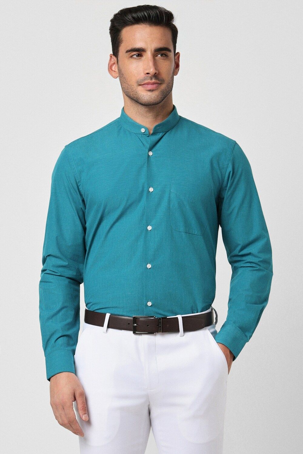 Men Blue Slim Fit Formal Full Sleeves Formal Shirt