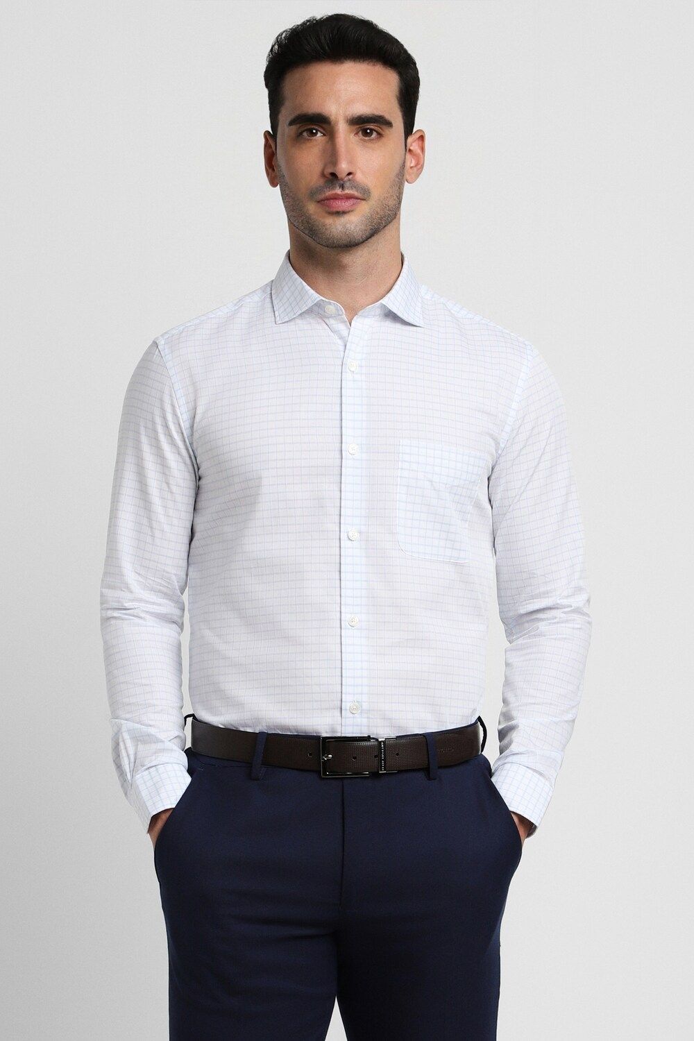 Men White Slim Fit Formal Full Sleeves Formal Shirt