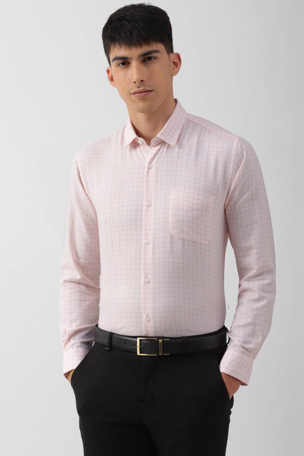 Men Pink Regular Fit Formal Full Sleeves Formal Shirt