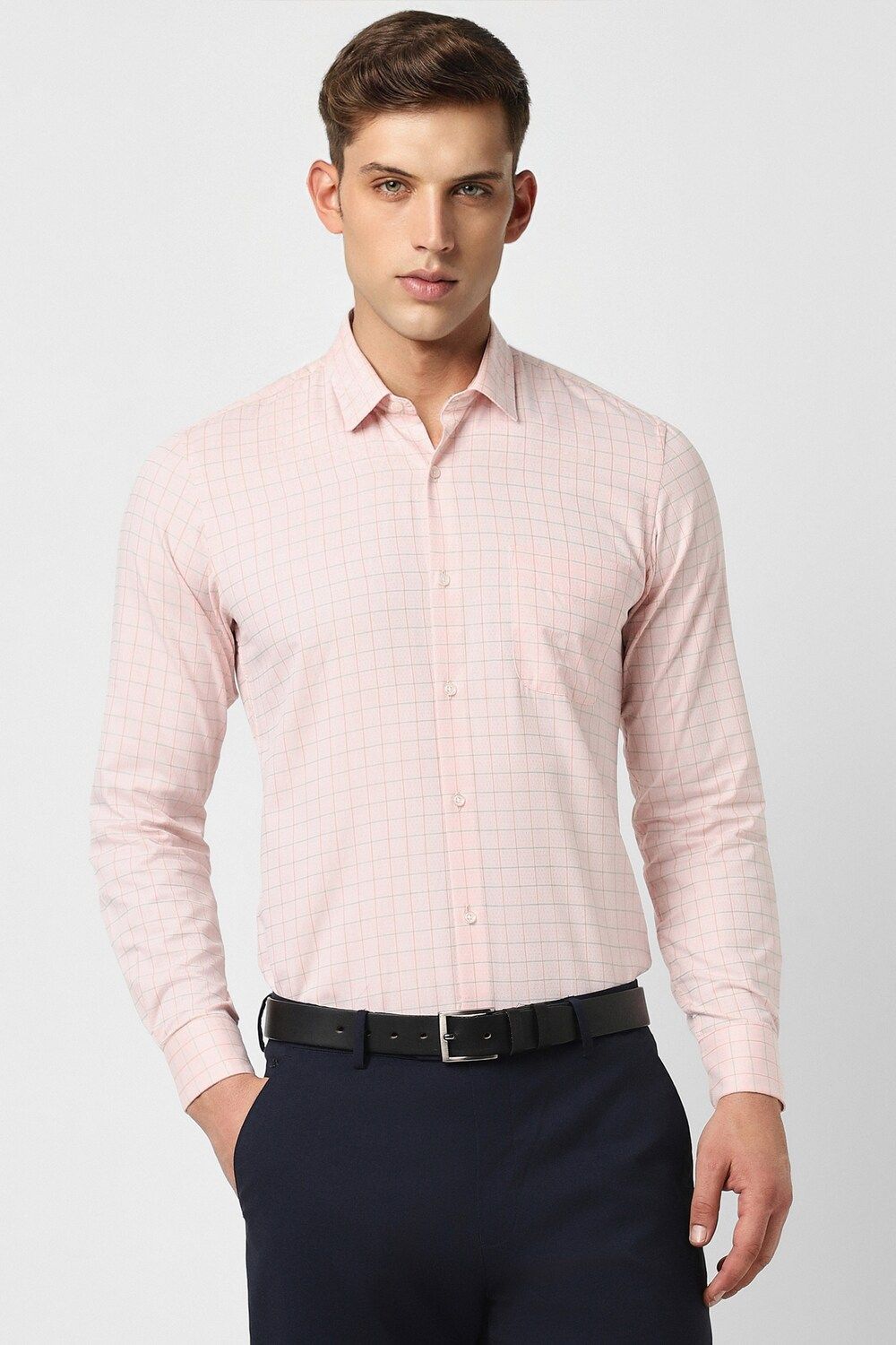 Men Pink Slim Fit Formal Full Sleeves Formal Shirt