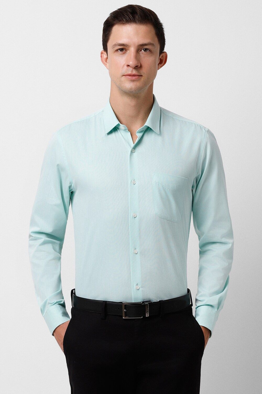 Men Light Blue Slim Fit Formal Full Sleeves Formal Shirt