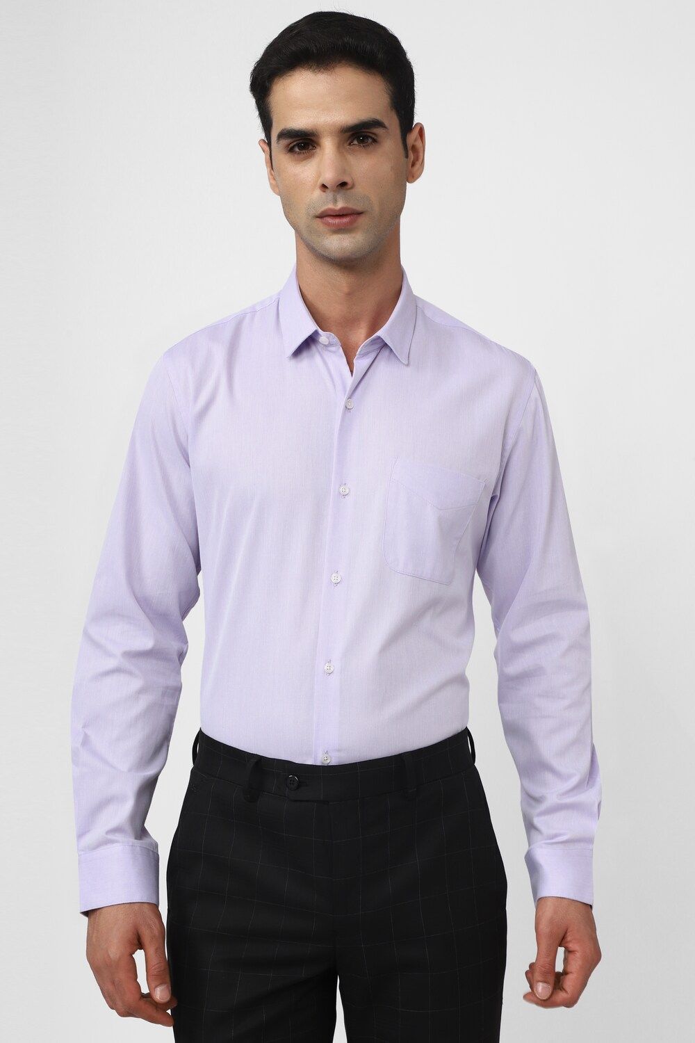 Men Purple Slim Fit Formal Full Sleeves Formal Shirt