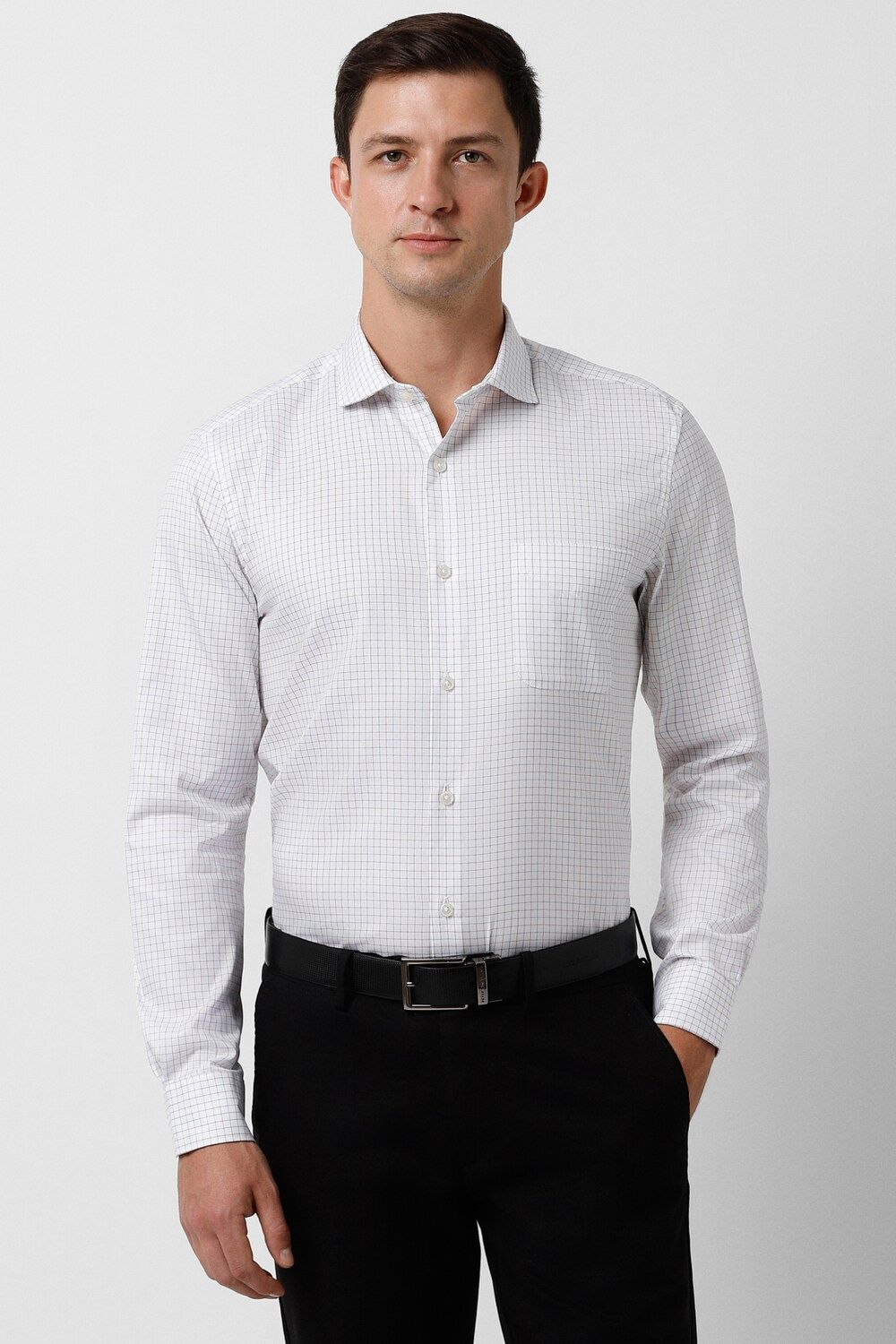 Men White Slim Fit Formal Full Sleeves Formal Shirt